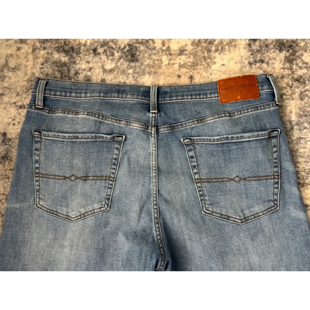 Lucky Brand 329‎ Classic Straight Jeans Mens 36x30 Blue Denim Whiskered Stretch
